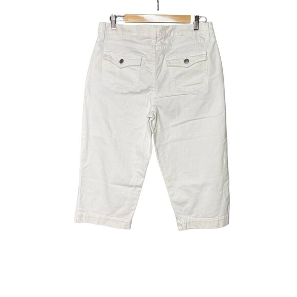 Christopher & Banks Petite Womens Mid Rise Capris Jean Size‎ 8P White Stretch - Picture 8 of 14
